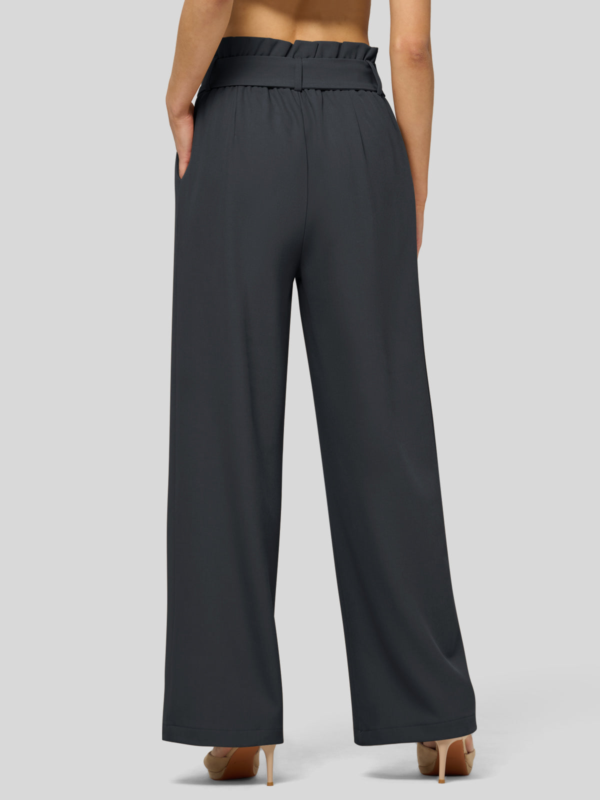 Willit Women's Wide-Leg Tie Knot Pants 32 Inch_steelgray