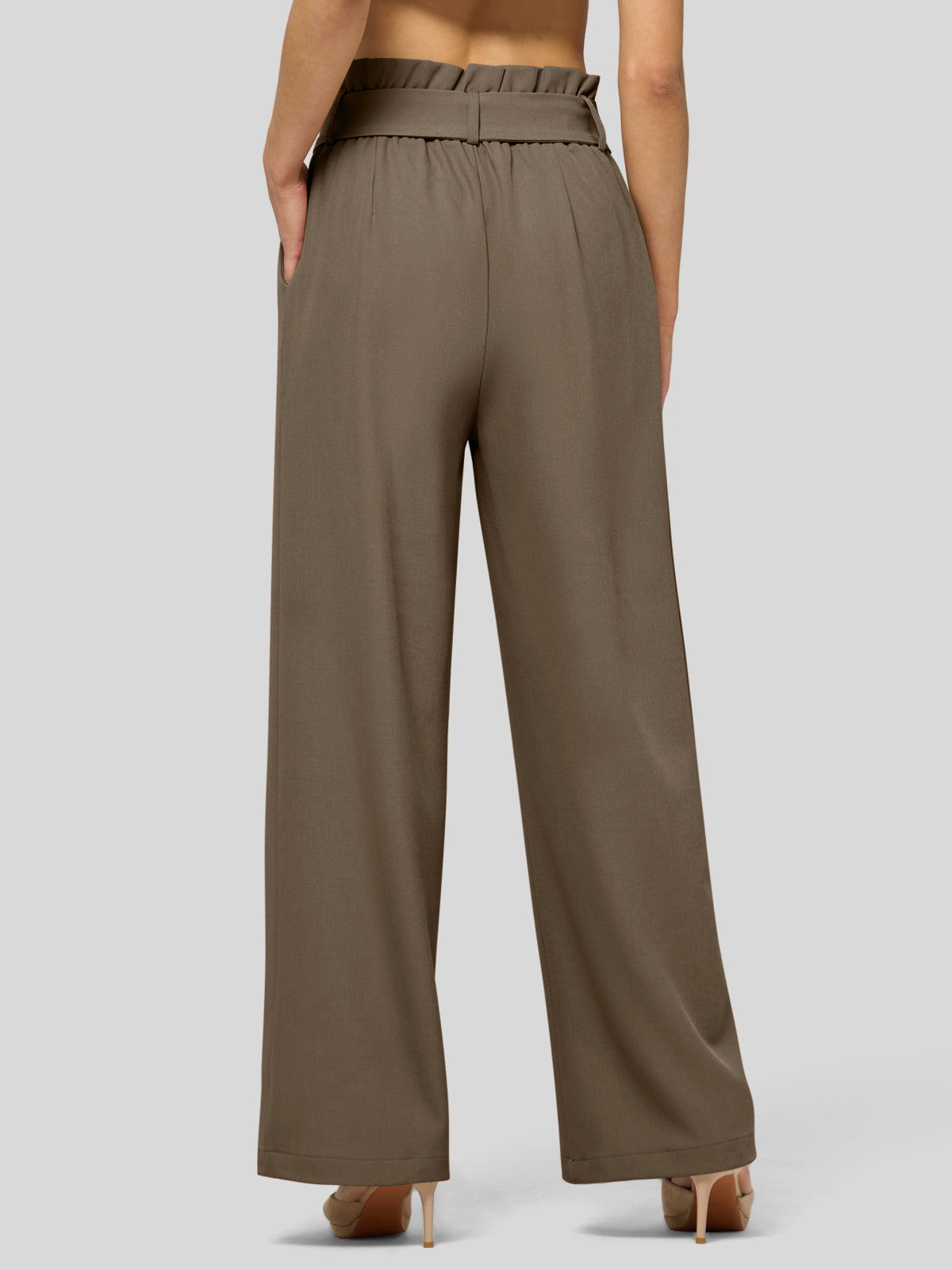 Willit Women's Wide-Leg Tie Knot Pants 30 Inch_tawny
