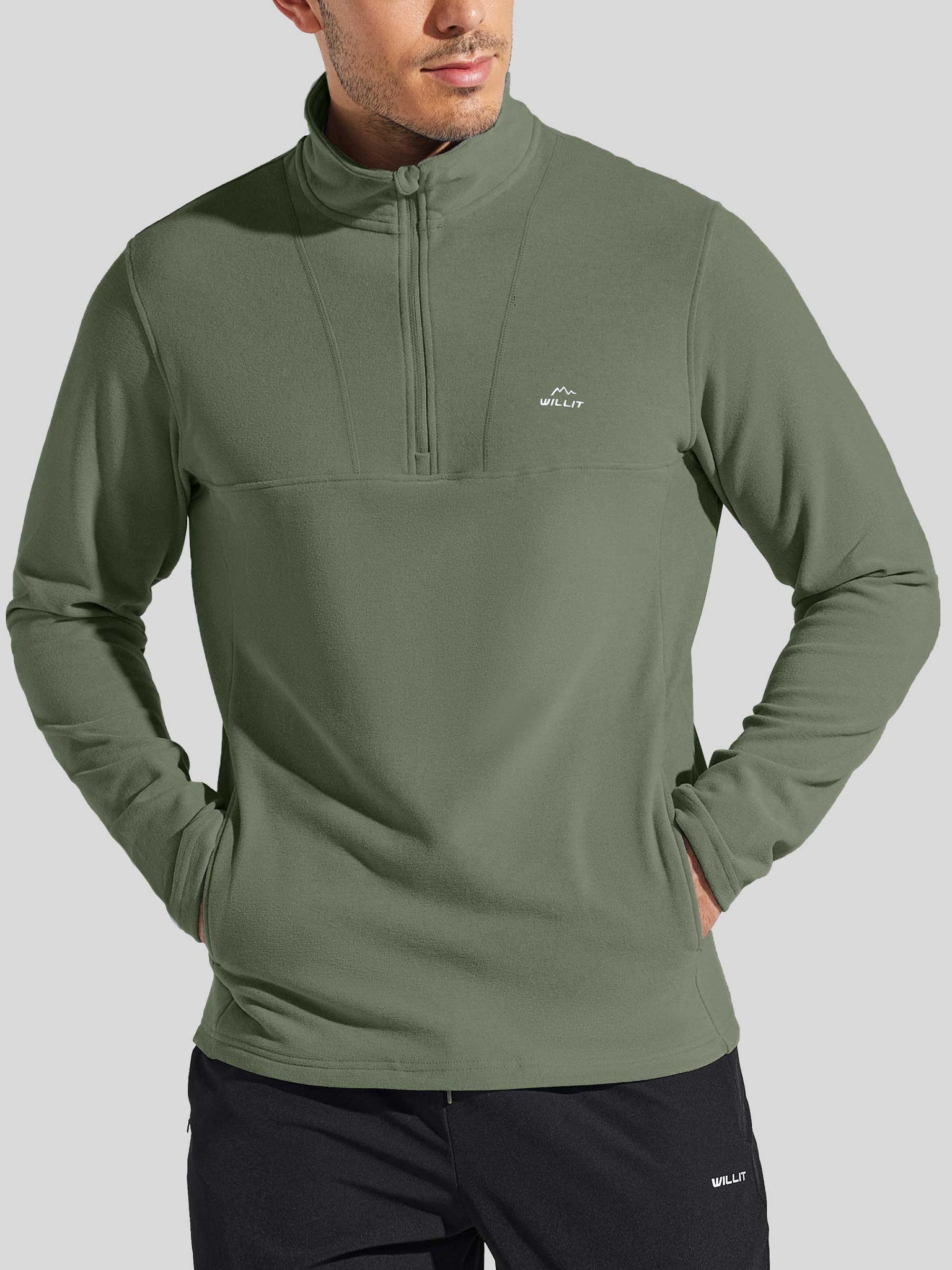 Men's Fleece Pullover Quarter Zip with Pockets