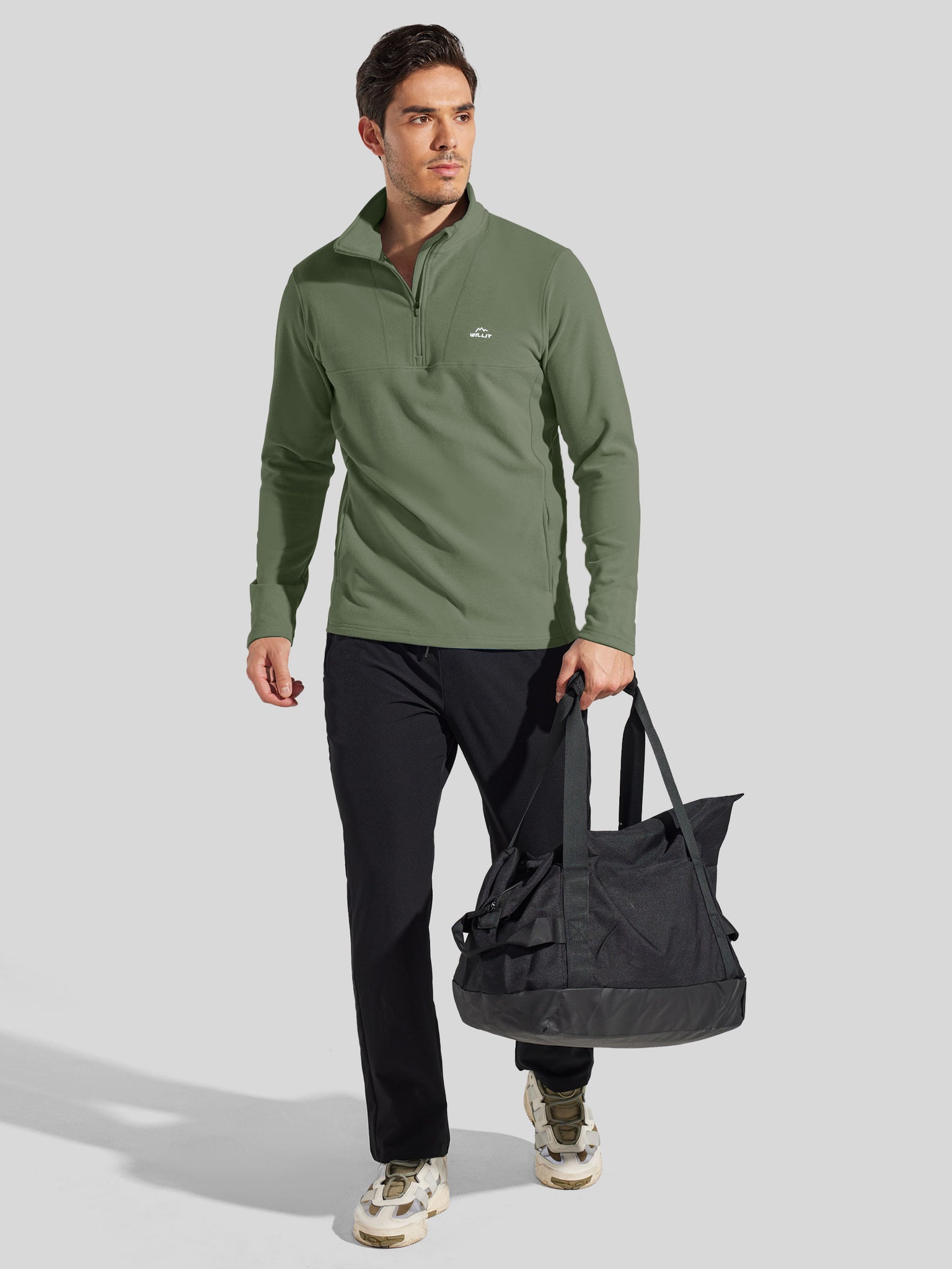 Men's Fleece Pullover Quarter Zip with Pockets