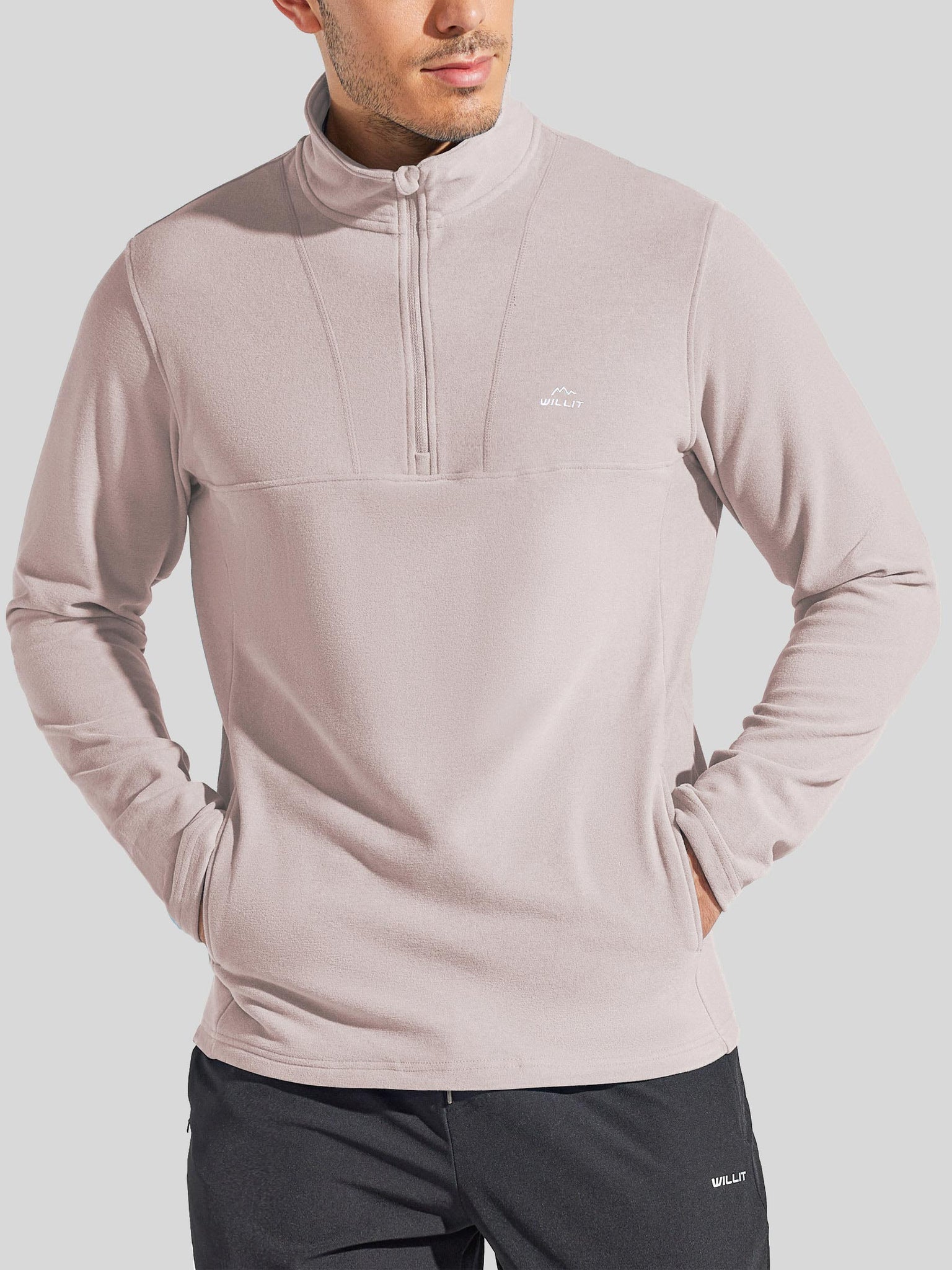 Men's Fleece Pullover Quarter Zip with Pockets