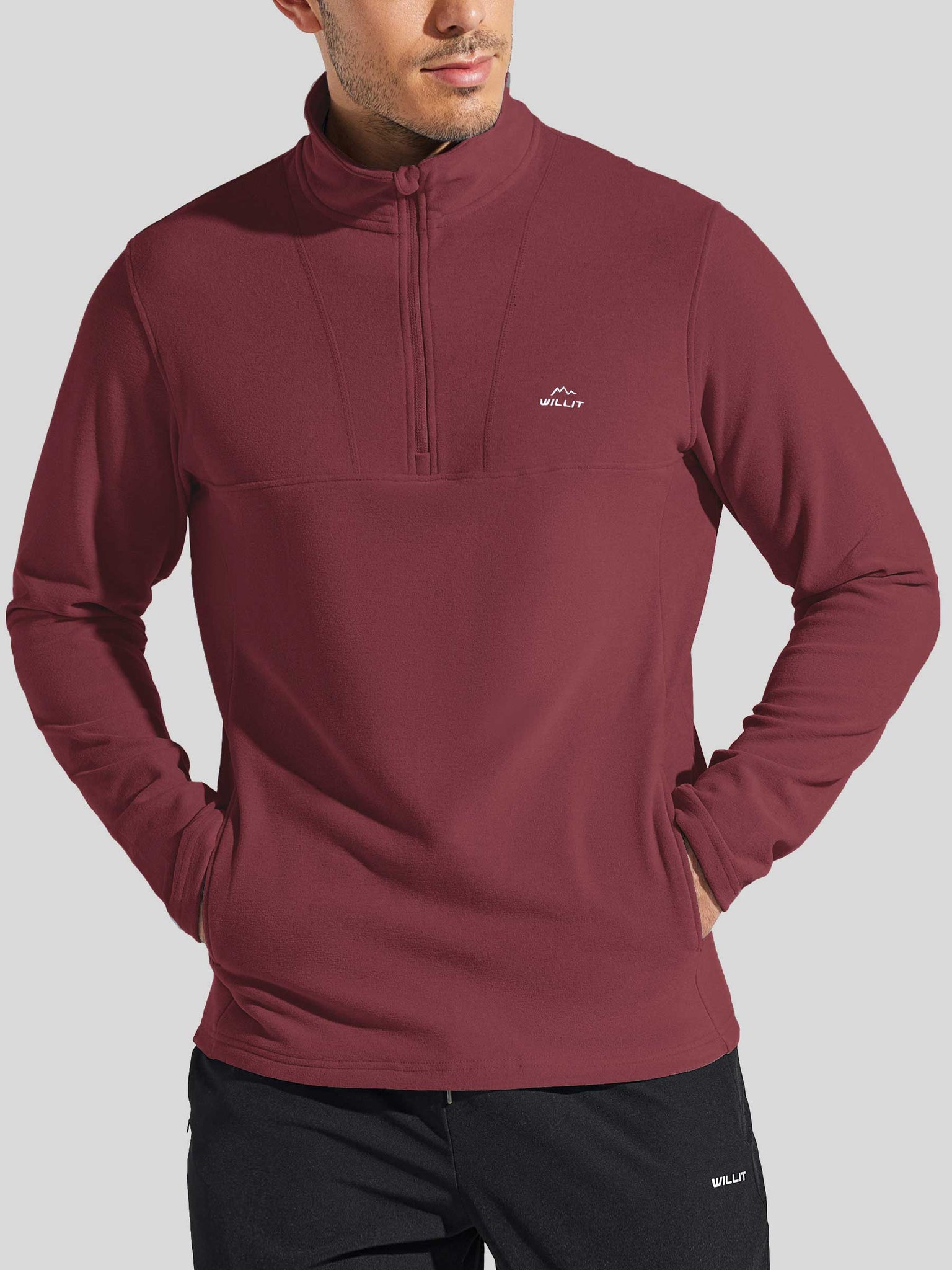 Men's Fleece Pullover Quarter Zip with Pockets