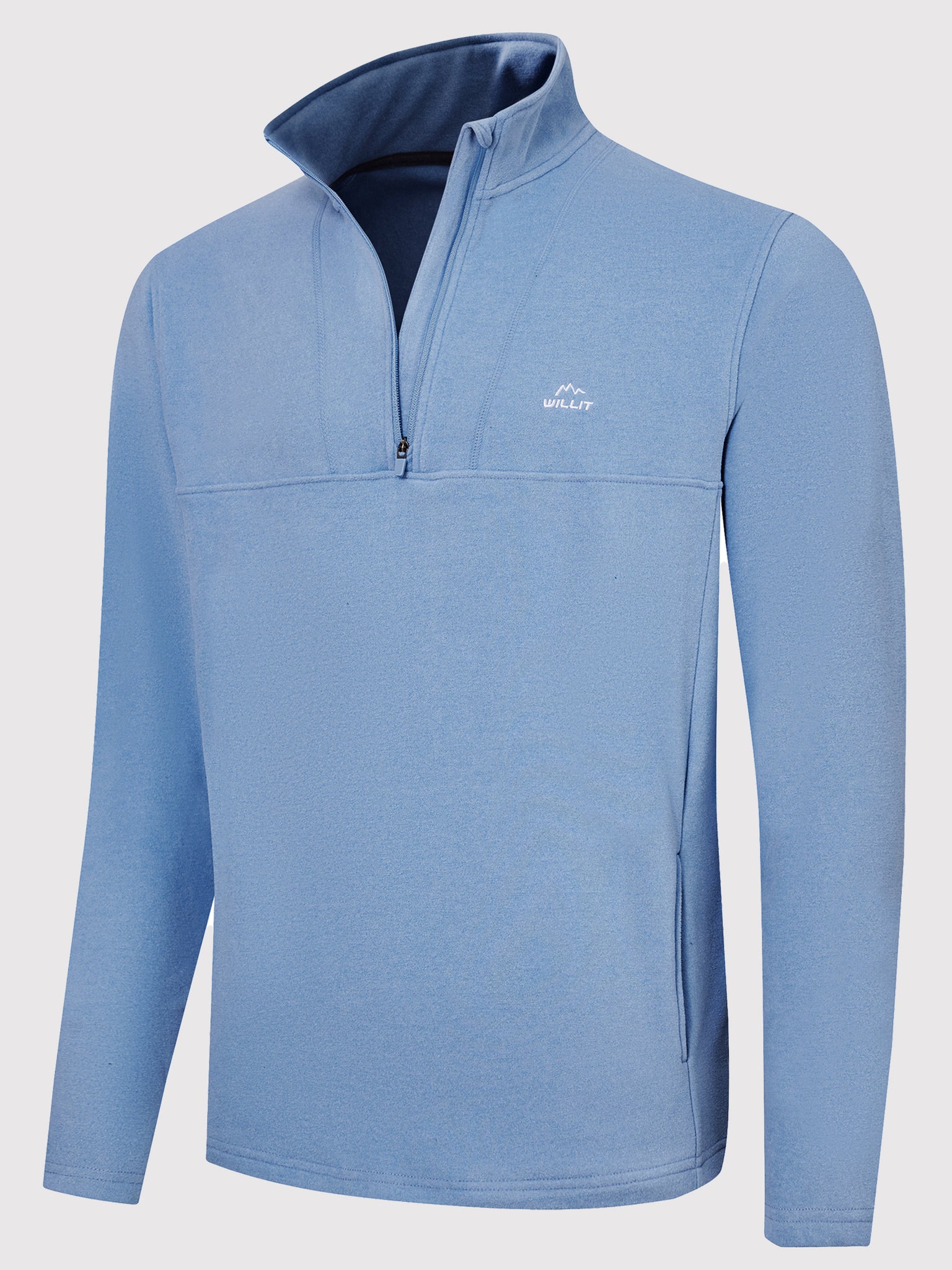 Men's Fleece Quarter Zip Pullover_Blue_model6