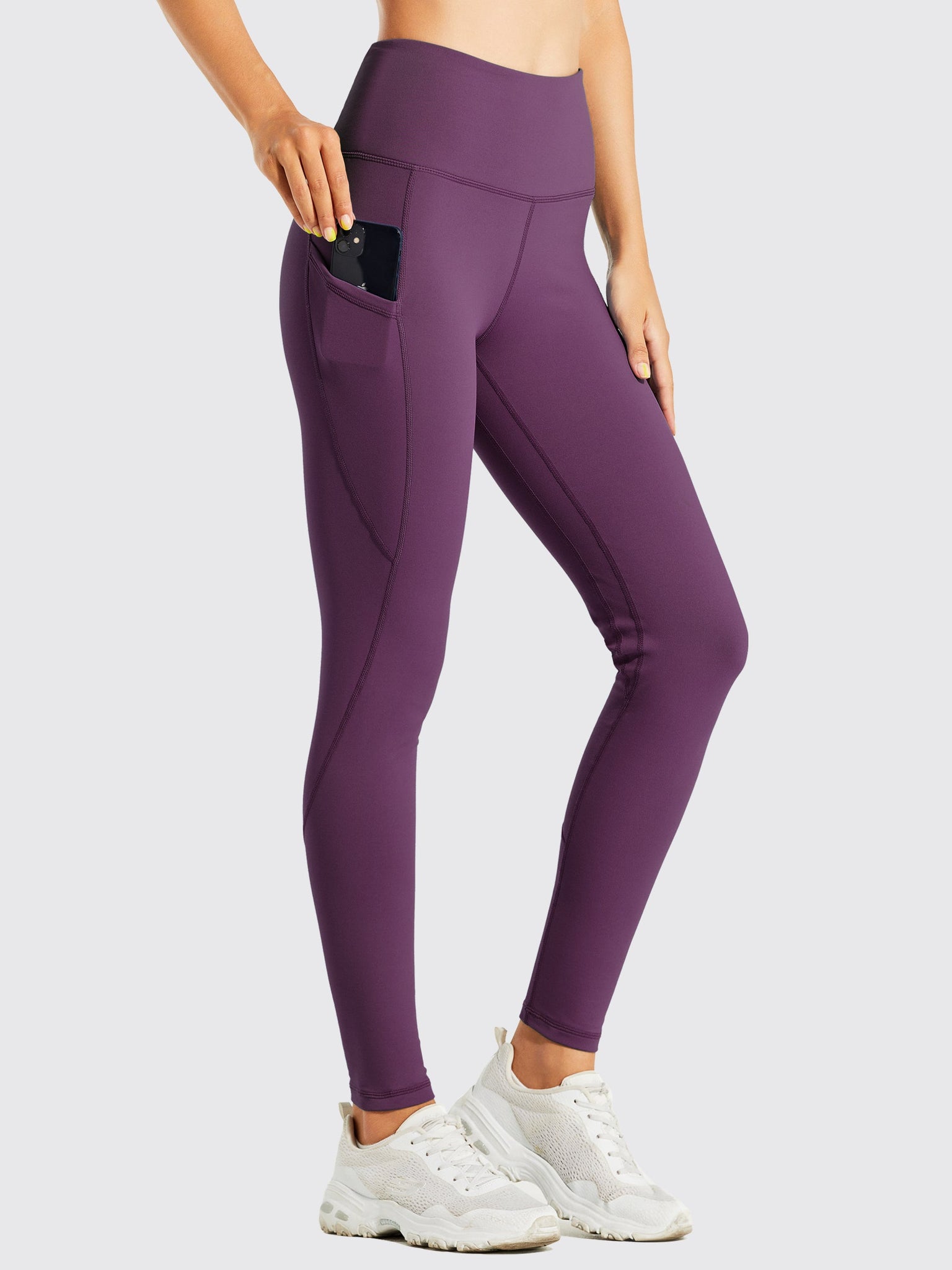 Women's Fleece Lined Leggings_Purple_model1