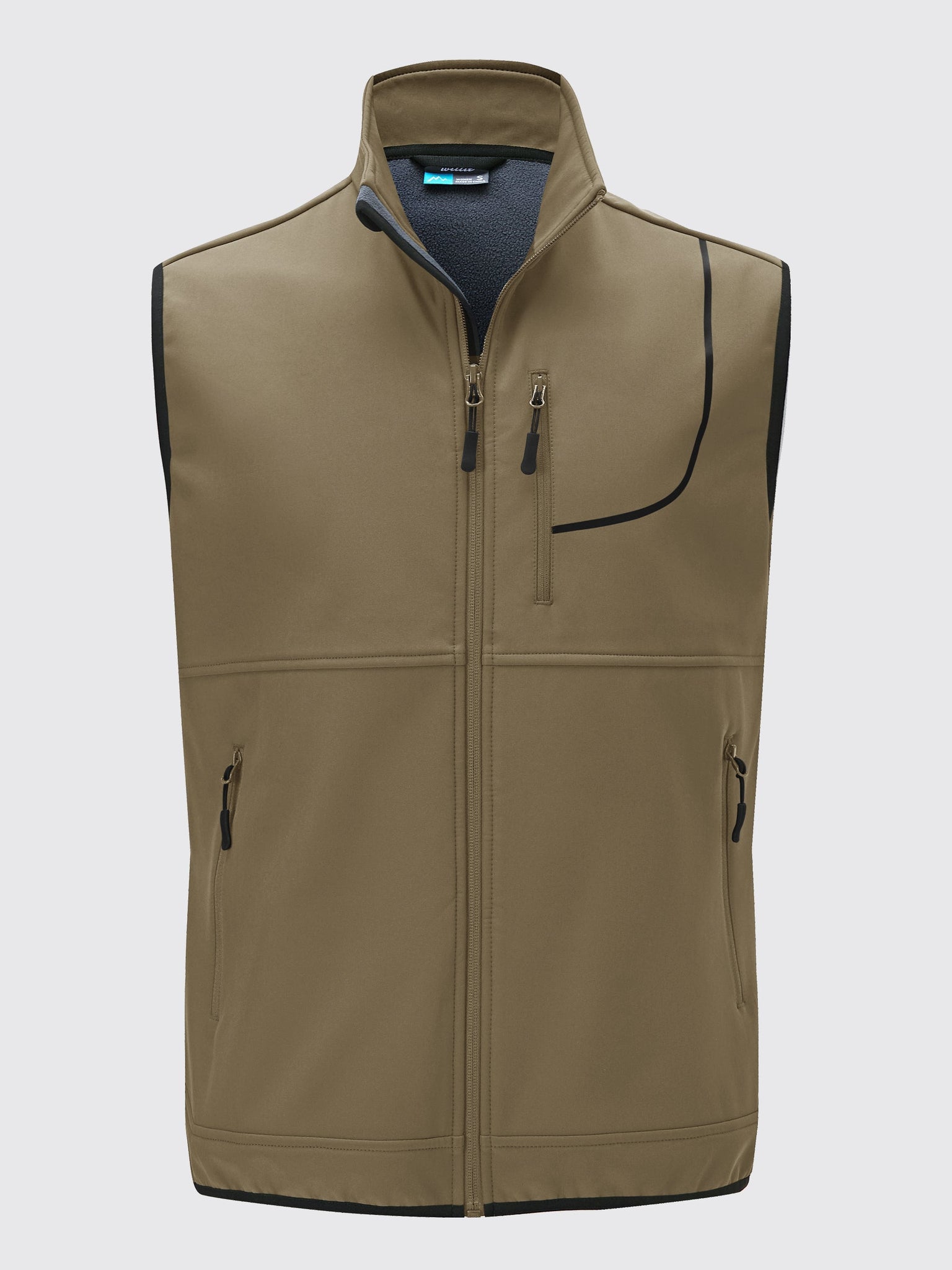 Willit Men's Softshell Vest Fleece Lined Outerwear_Khaki1