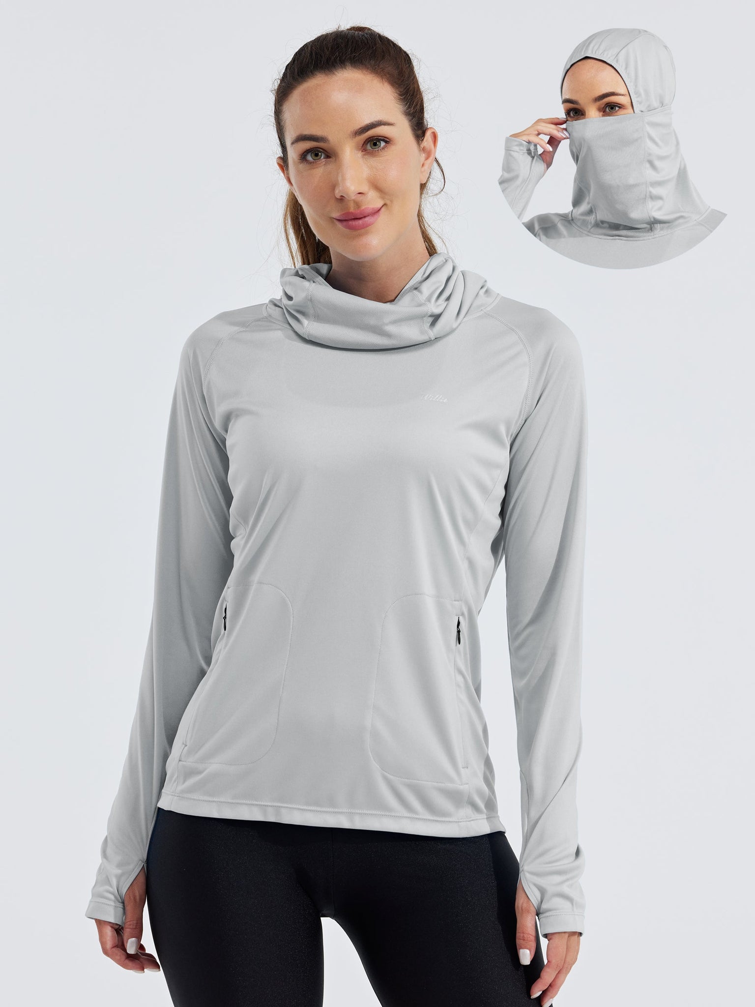 Women's Sun Protection Hoodie Long Sleeve with Face Mask Lightweight