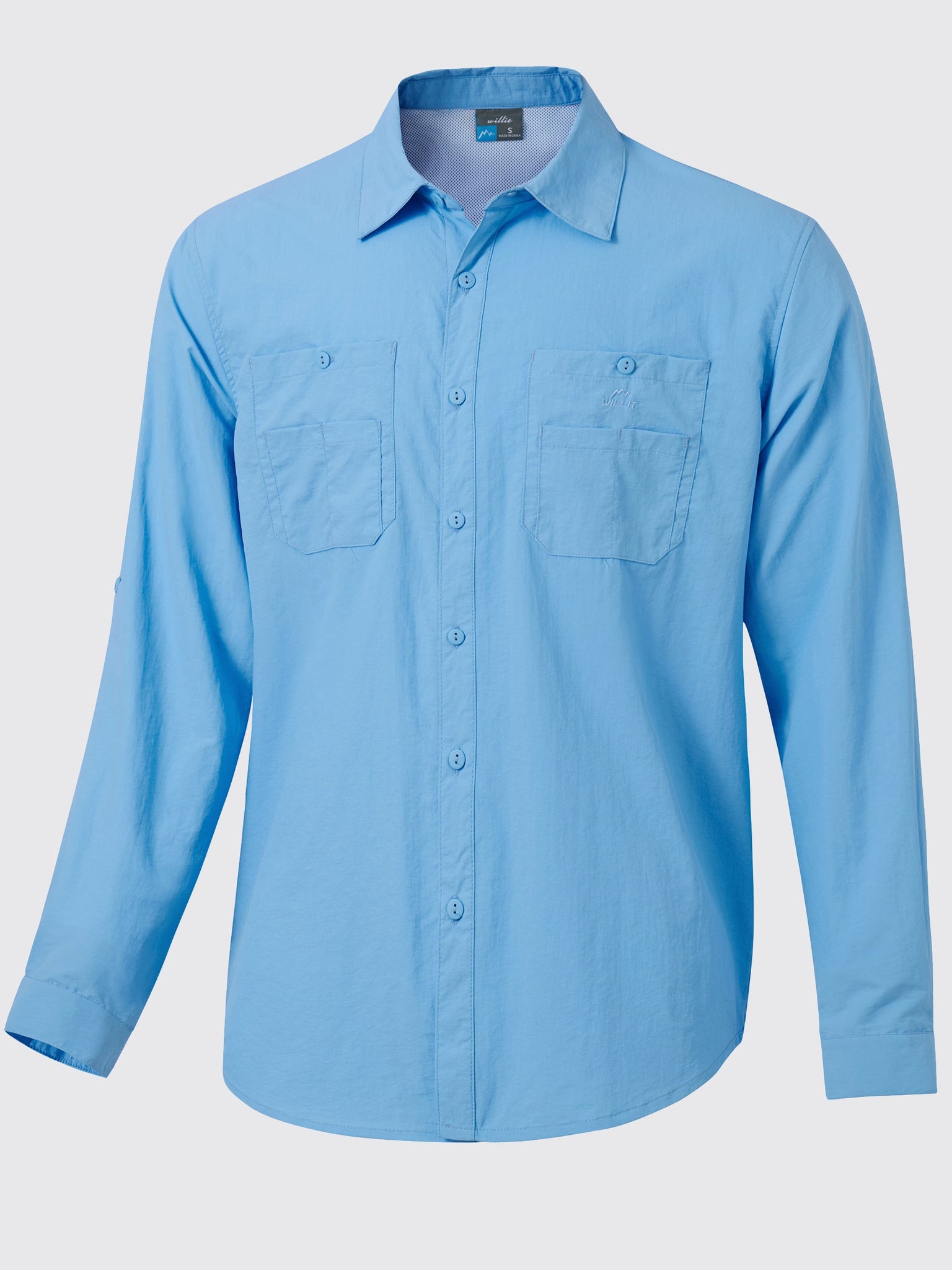 Men's Fishing Shirt Long Sleeve Hiking Shirts_Blue1
