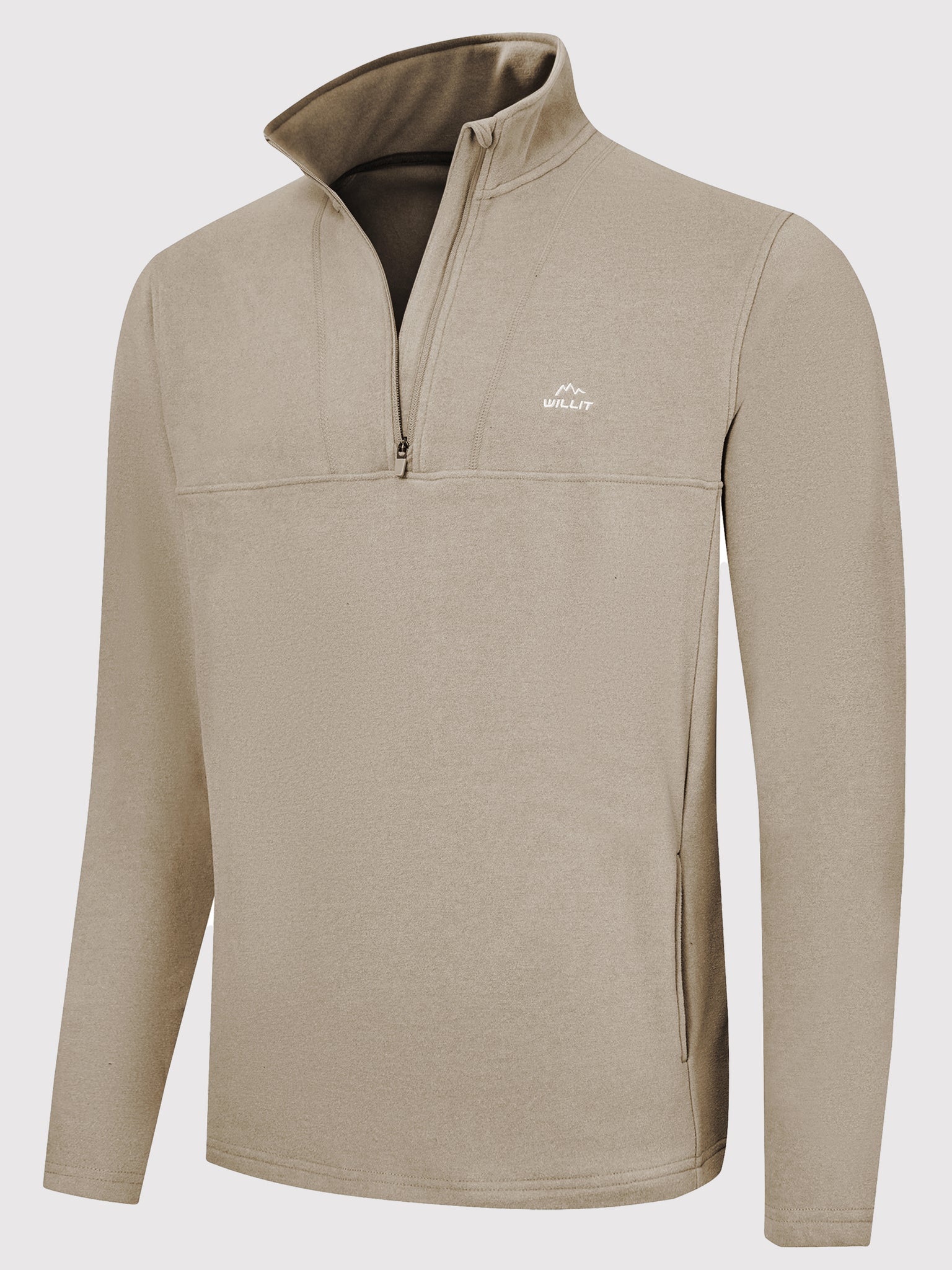 Men's Fleece Quarter Zip Pullover_MilkTea_model5