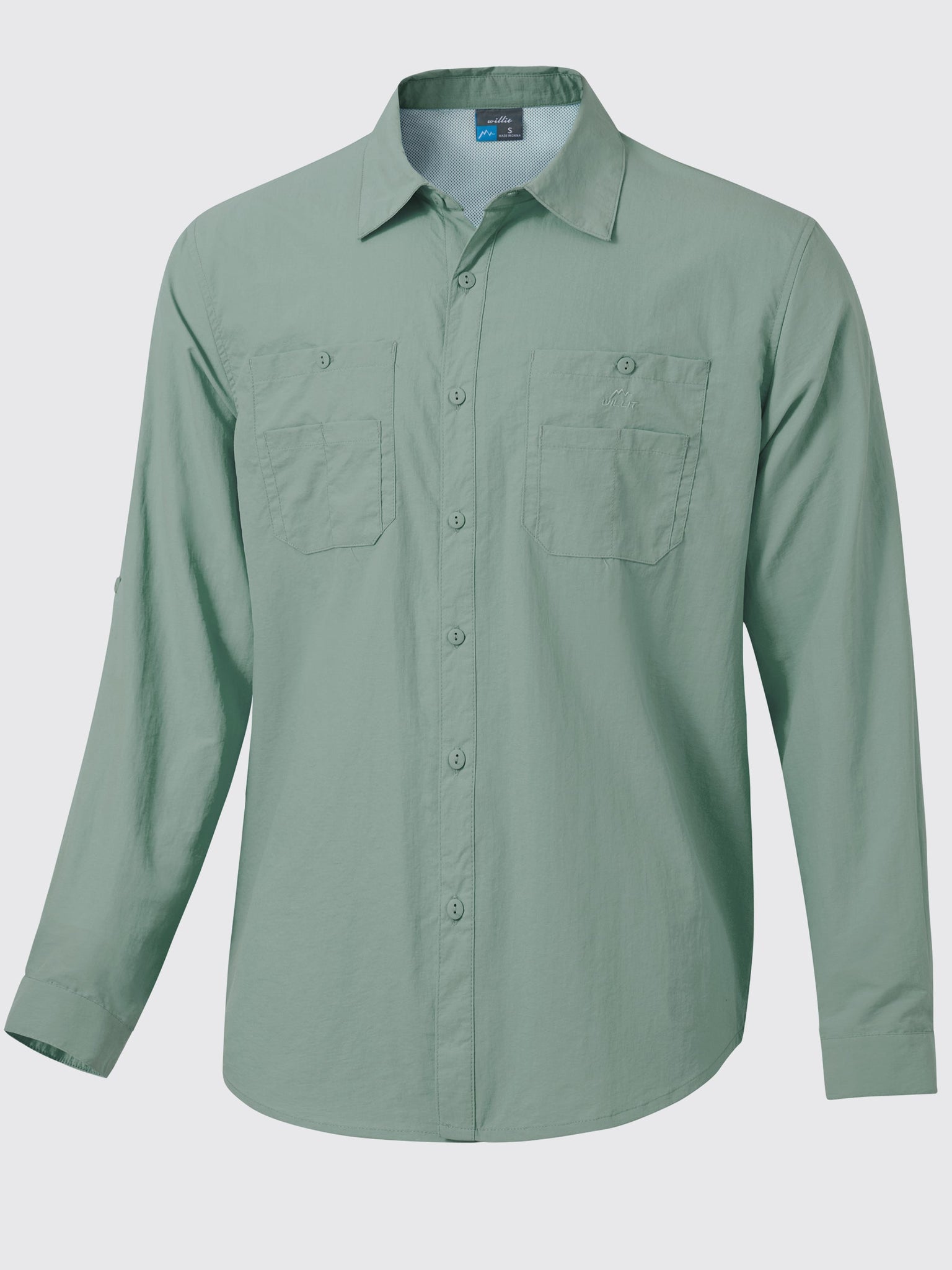 Men's Fishing Shirt Long Sleeve Hiking Shirts_SageGreen1