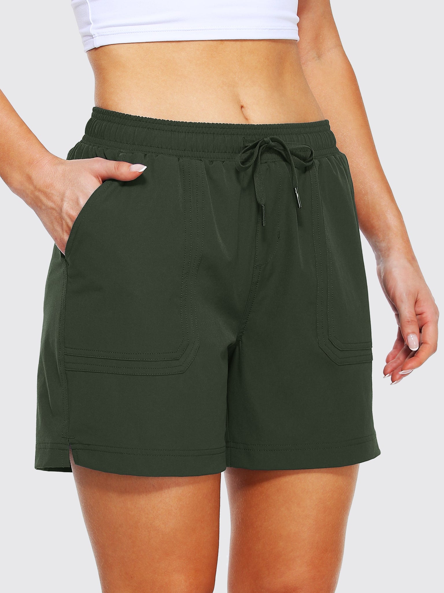 Willit Women's Hiking Golf Shorts_ArmyGreen1