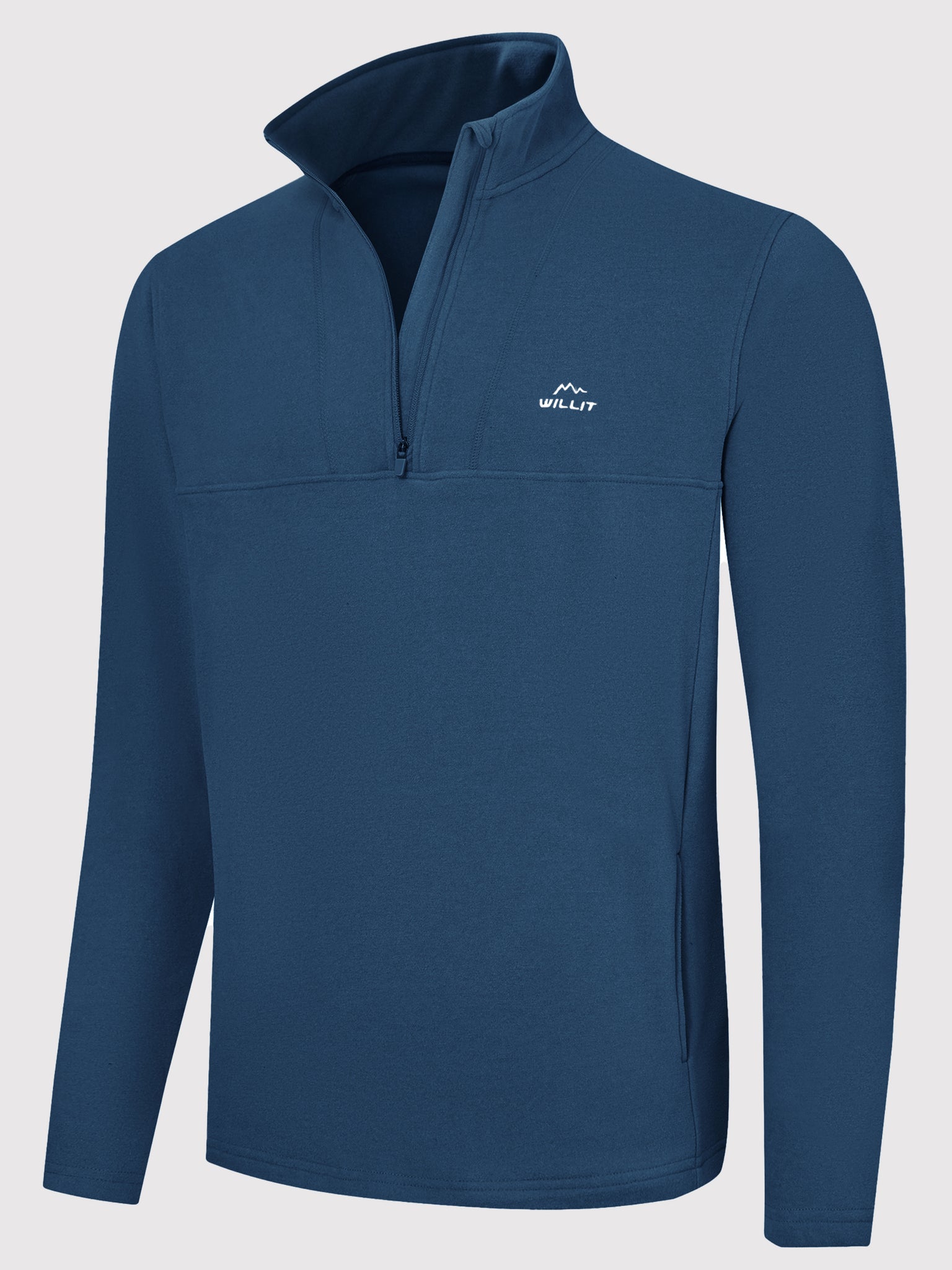Men's Fleece Quarter Zip Pullover_OceanBlue_model4