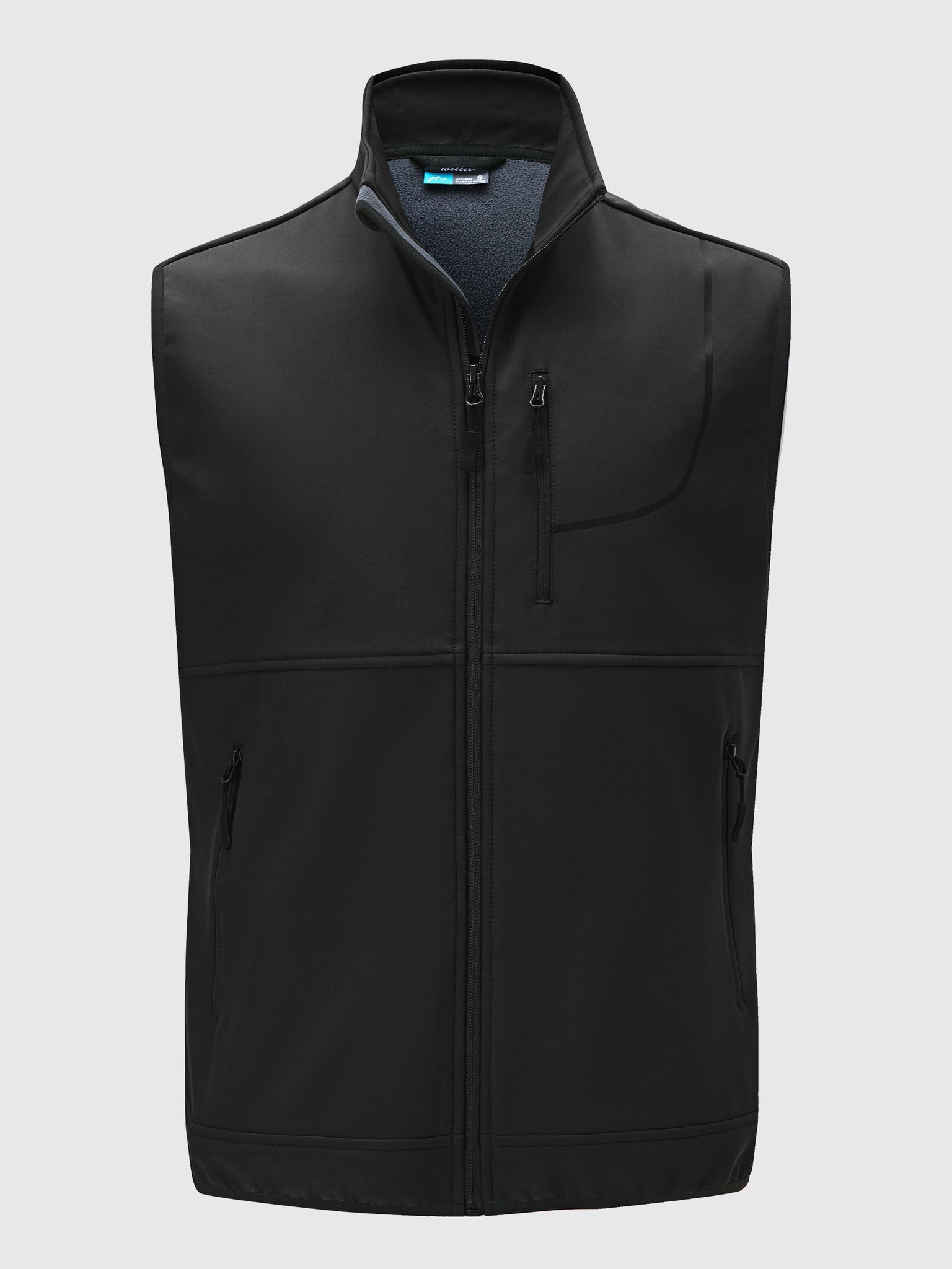 vWillit Men's Softshell Vest Fleece Lined Outerwear_Black1
