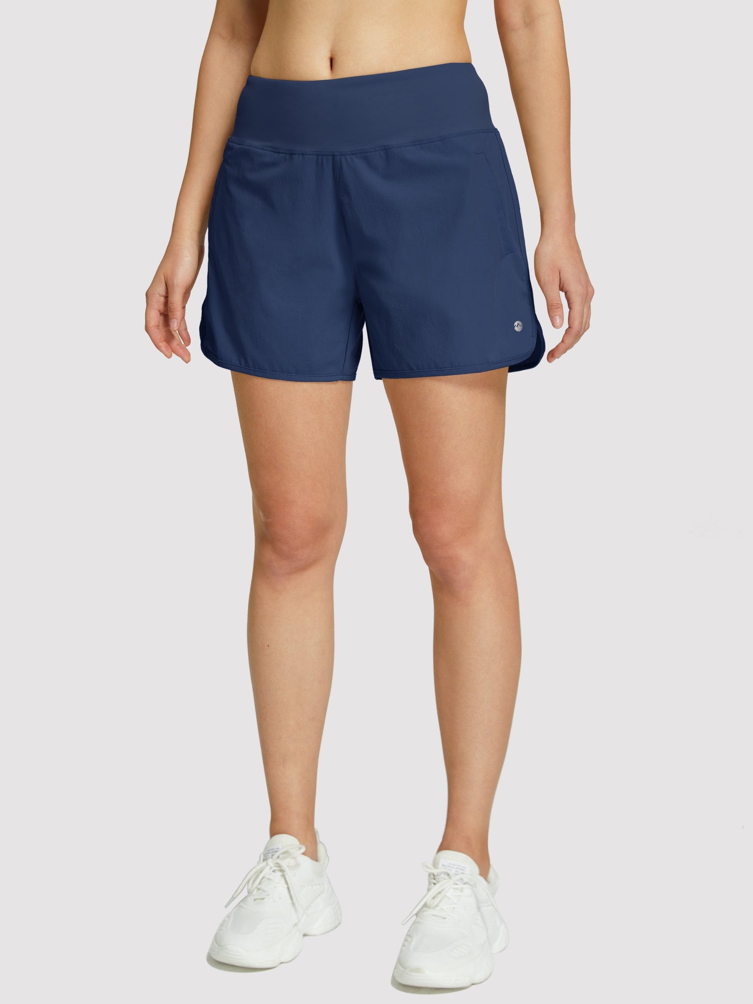 Womens High Rise Running Athletic Shorts_Navy1