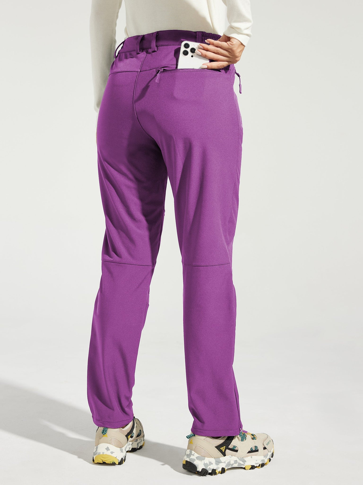 Women's Fleece Lined Snow Cargo Pants_Purple_model2