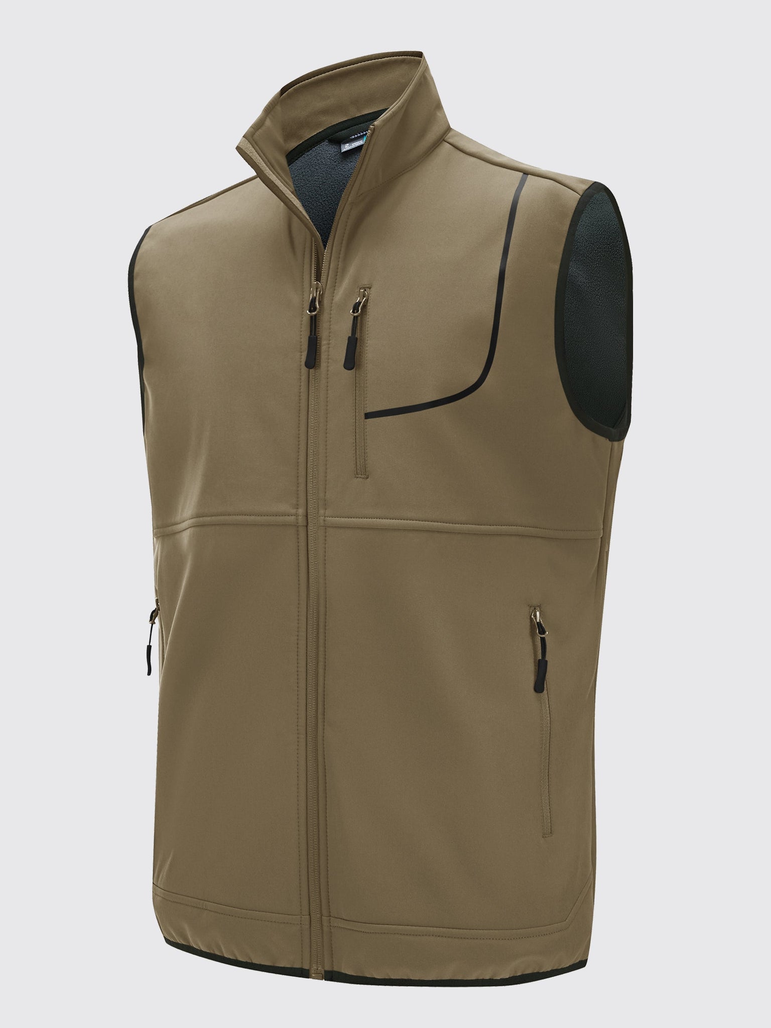 Willit Men's Softshell Vest Fleece Lined Outerwear_Khaki2