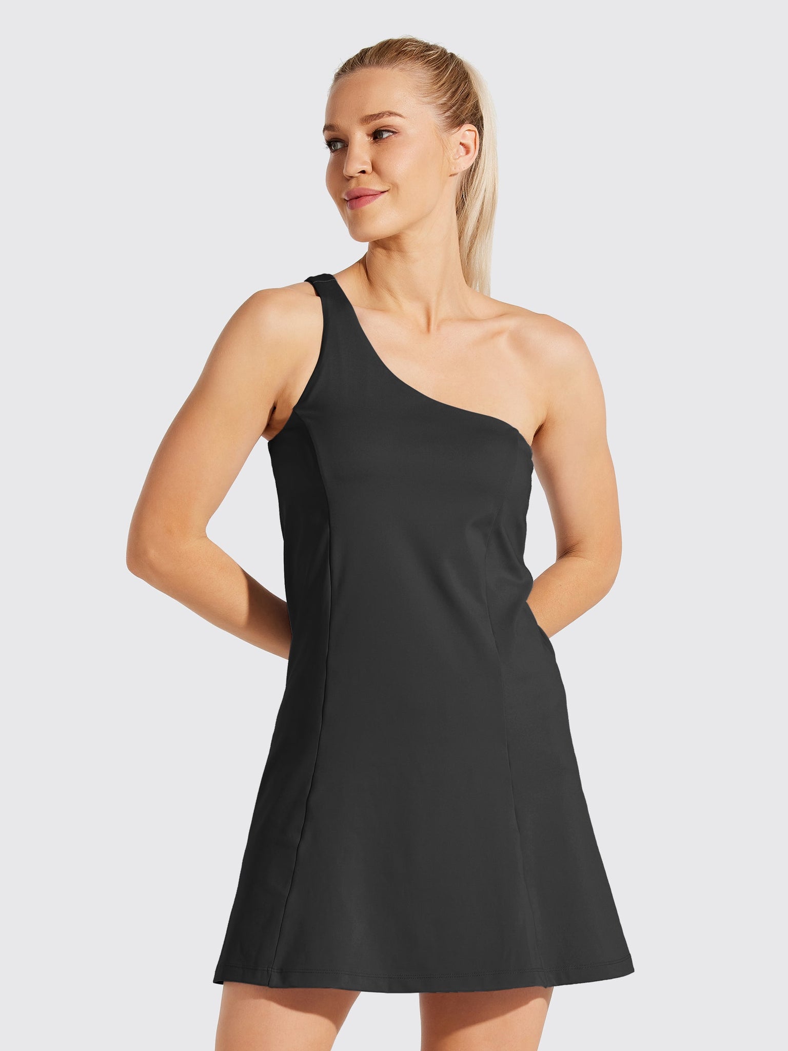 Willit Women's One Shoulder Dress_Black2