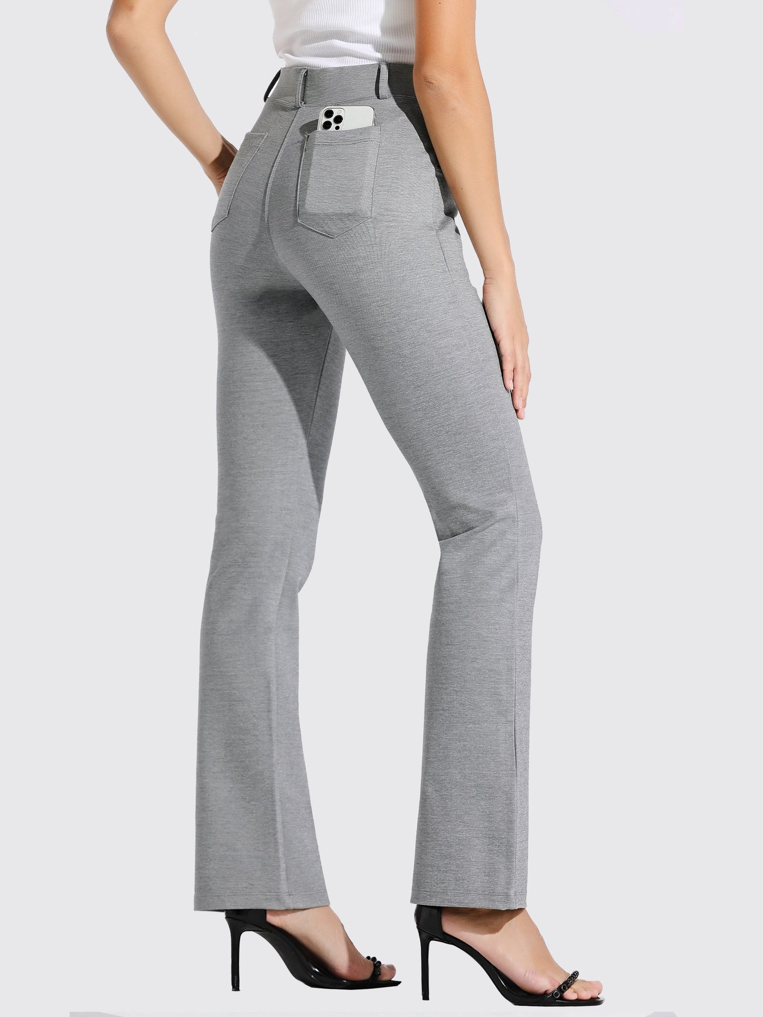 Women's Yoga Dress Pants Bootcut_LightGray2