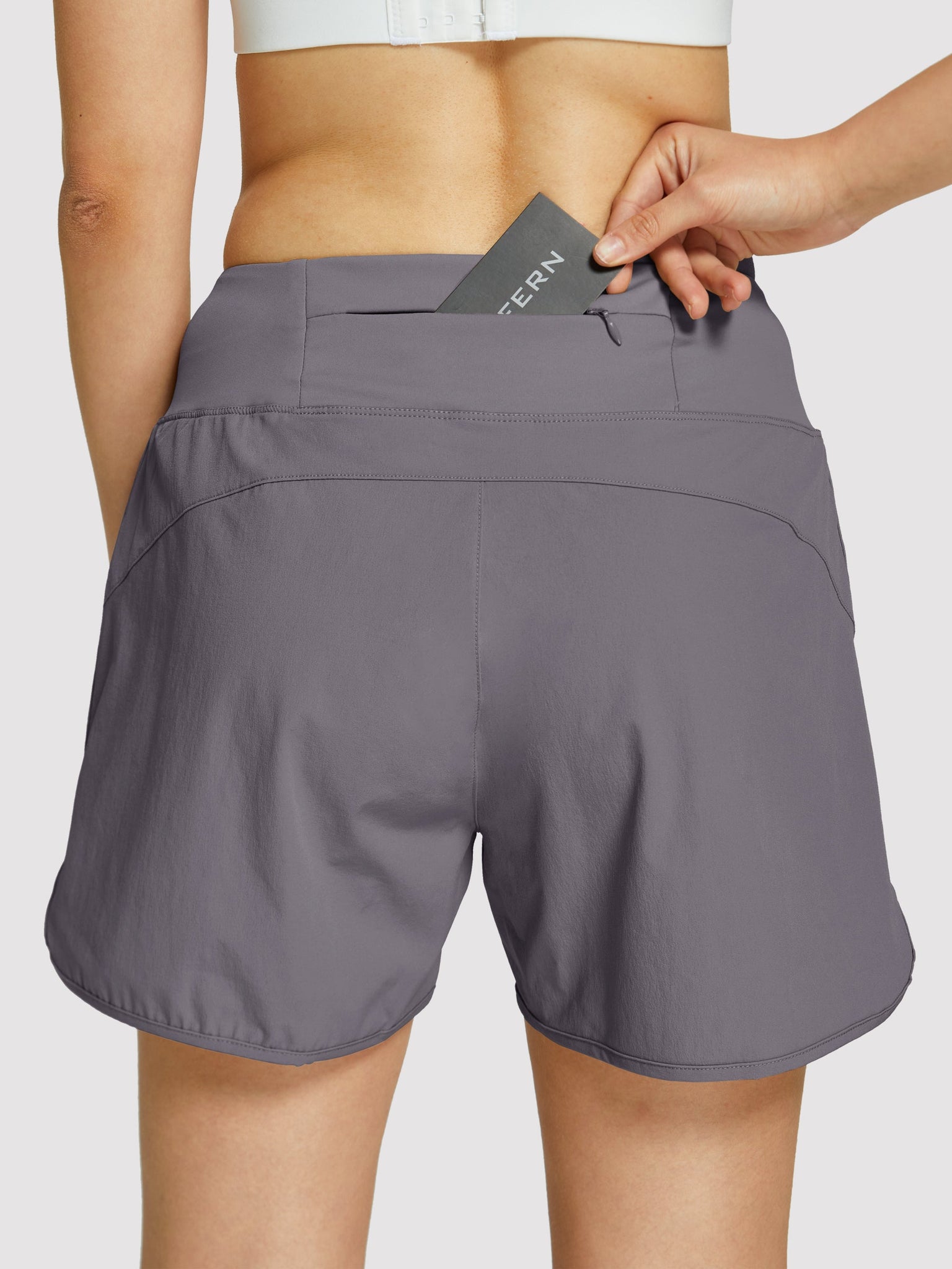 Womens High Rise Running Athletic Shorts_Gray3