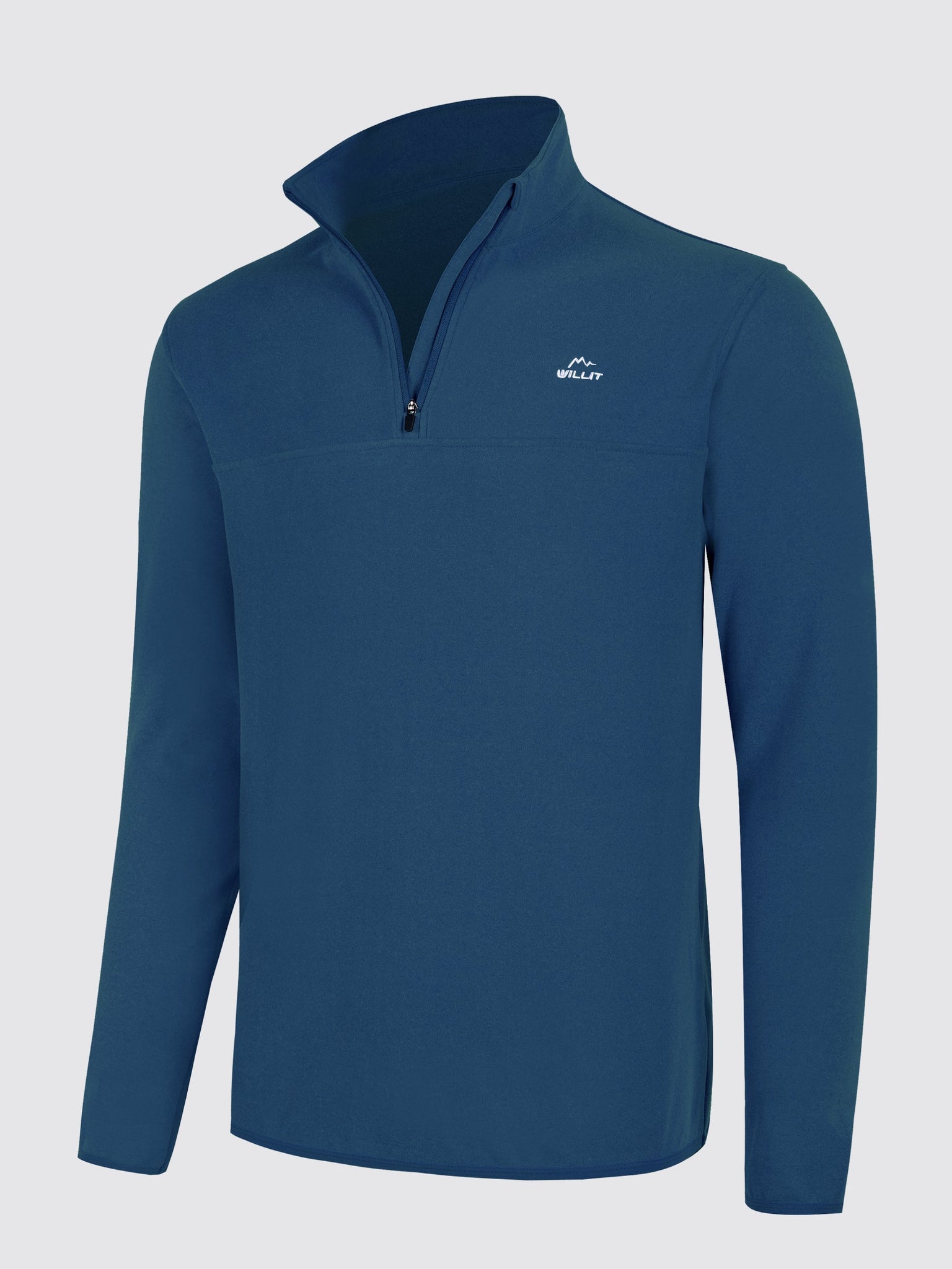 Willit Men's Fleece Pullover Lightweight Sportswear_Laydown_OceanBlue1