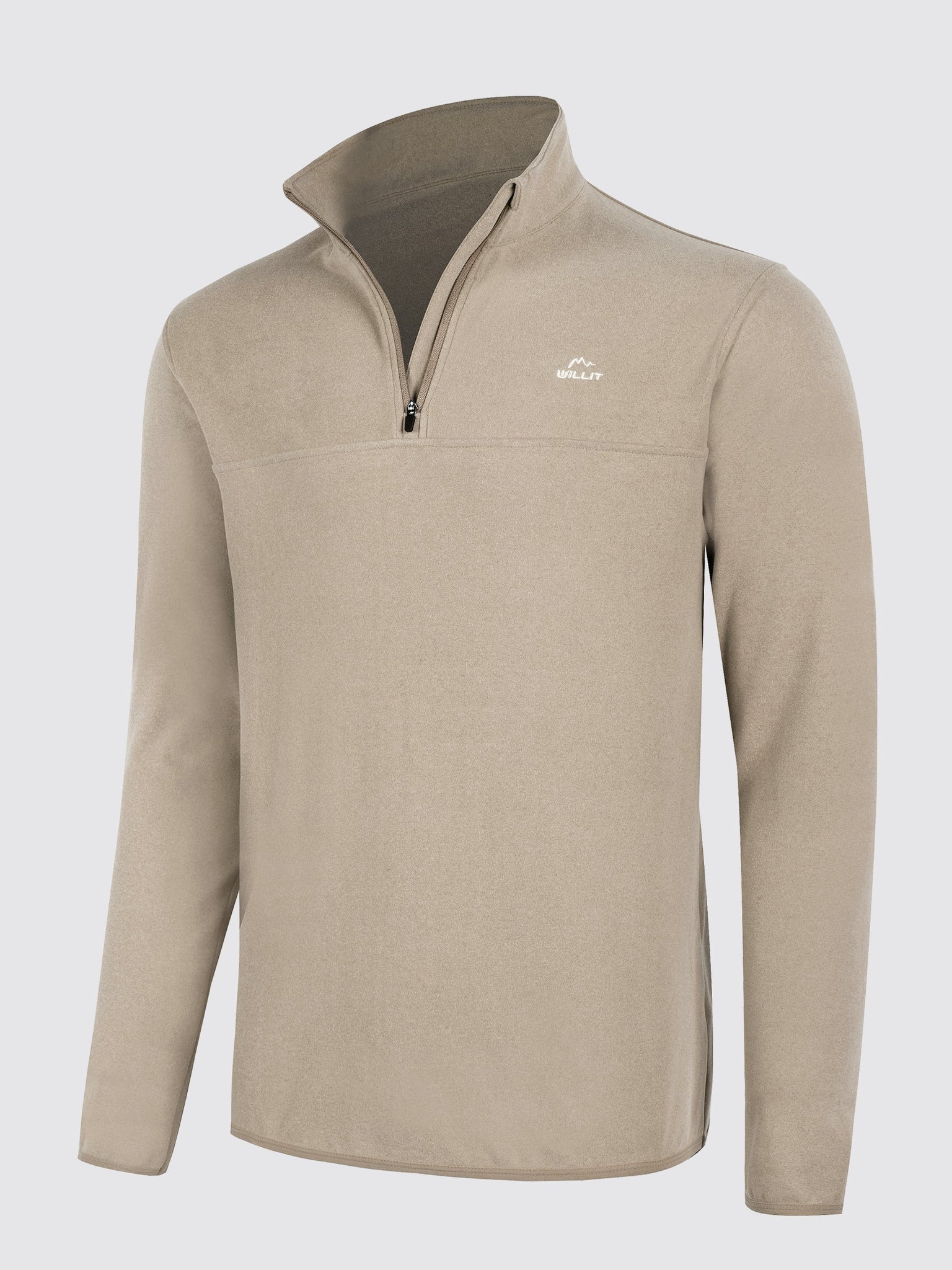 Willit Men's Fleece Pullover Lightweight Sportswear_Laydown_Khaki1