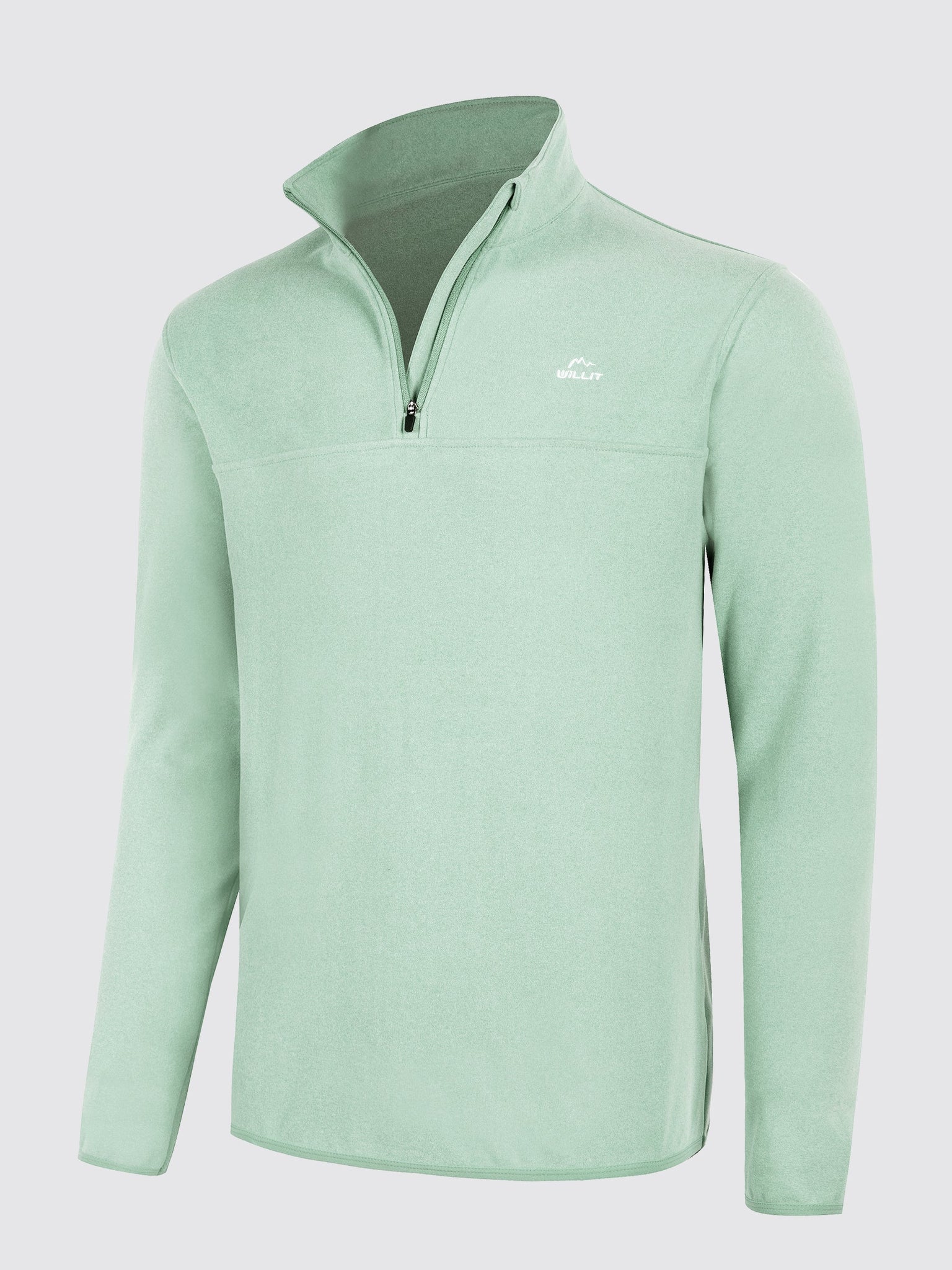 Willit Men's Fleece Pullover Lightweight Sportswear_Laydown_LightGreen1