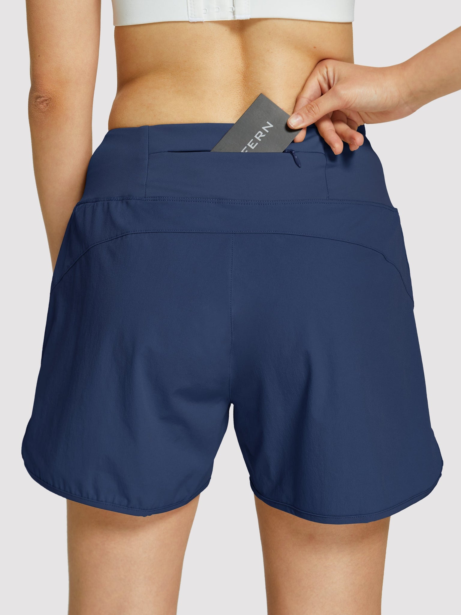 Womens High Rise Running Athletic Shorts_Navy3