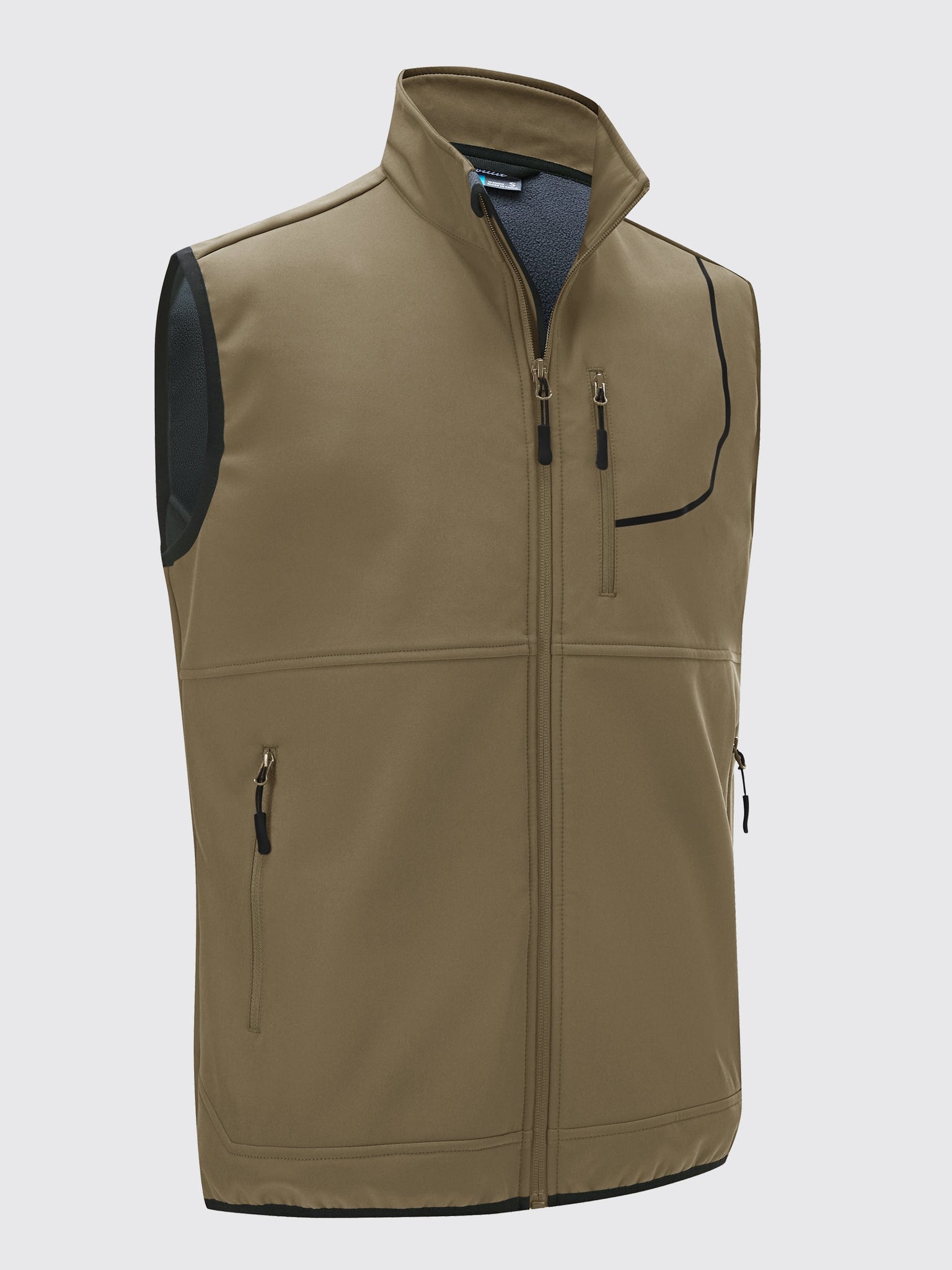 Willit Men's Softshell Vest Fleece Lined Outerwear_Khaki3