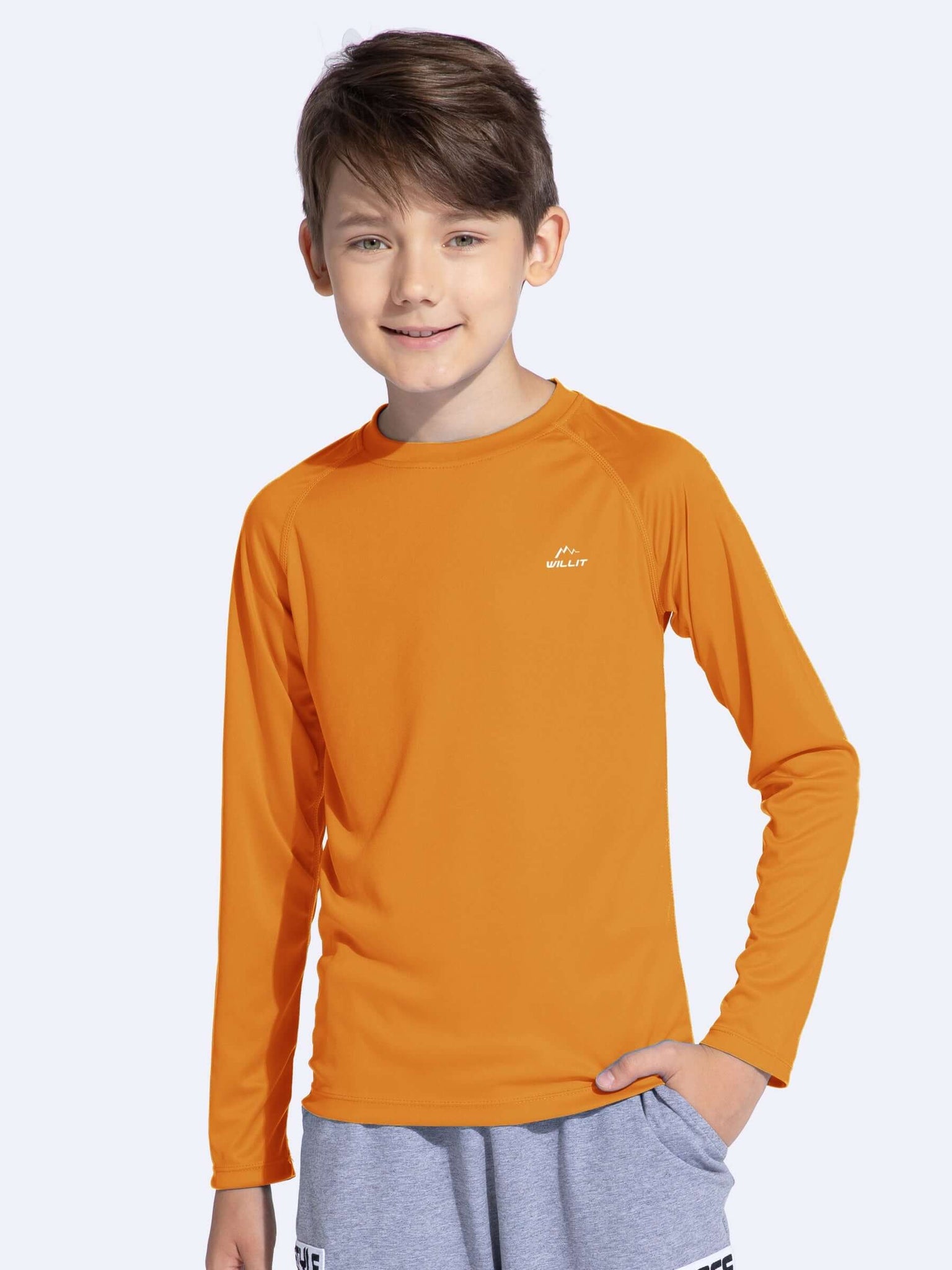 Willit Boy's UPF 50+ Sun Protection Shirt Long Sleeve Rash Guard Swim Shirts  Youth SPF Fishing Quick Dry Shirt Red S