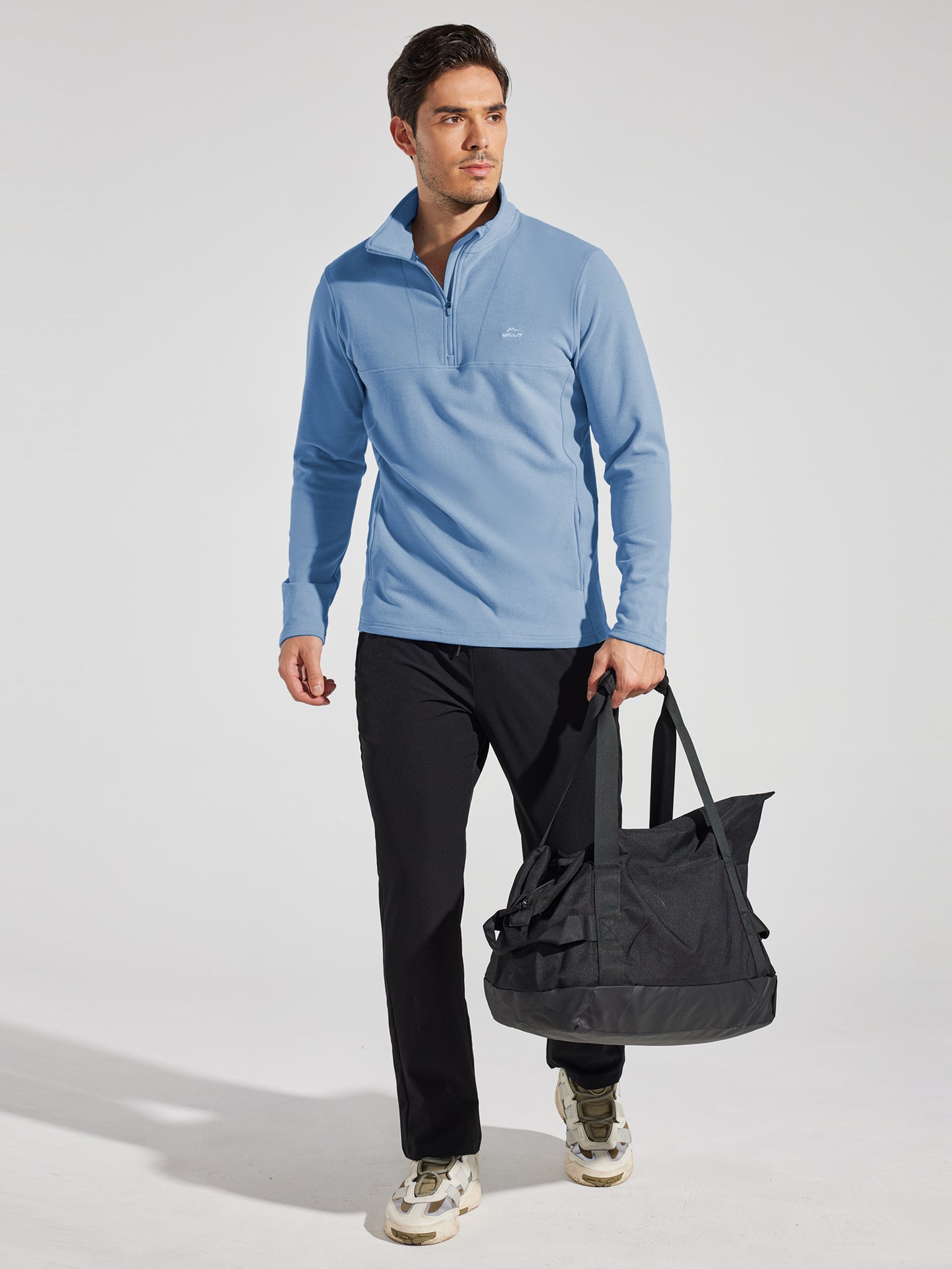 Men's Fleece Quarter Zip Pullover_Blue_model3