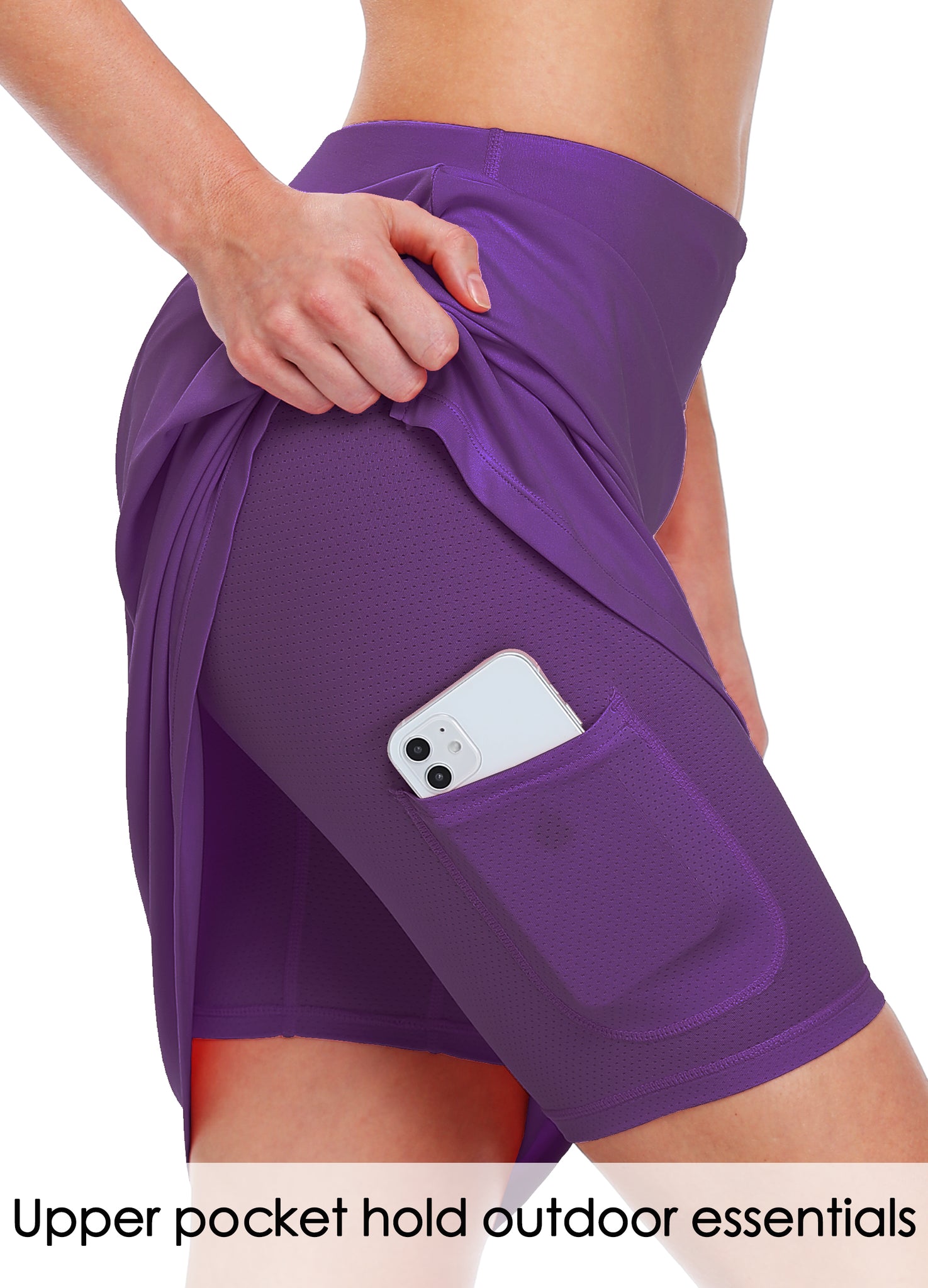 Women's Knee Length 20 Inch Sports Skorts Skirts_Purple4