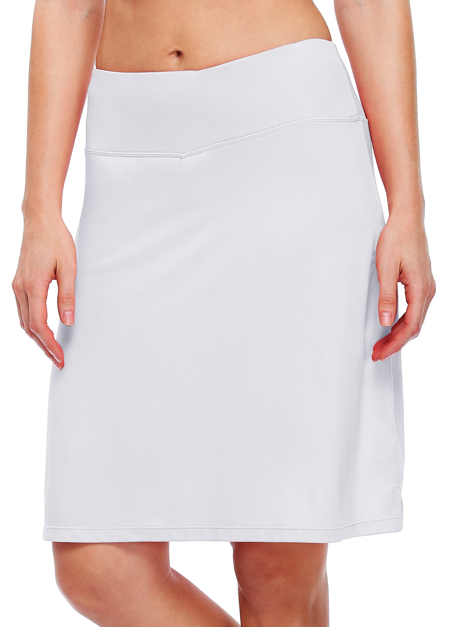 Women's Knee Length 20 Inch Sports Skorts Skirts_White1 