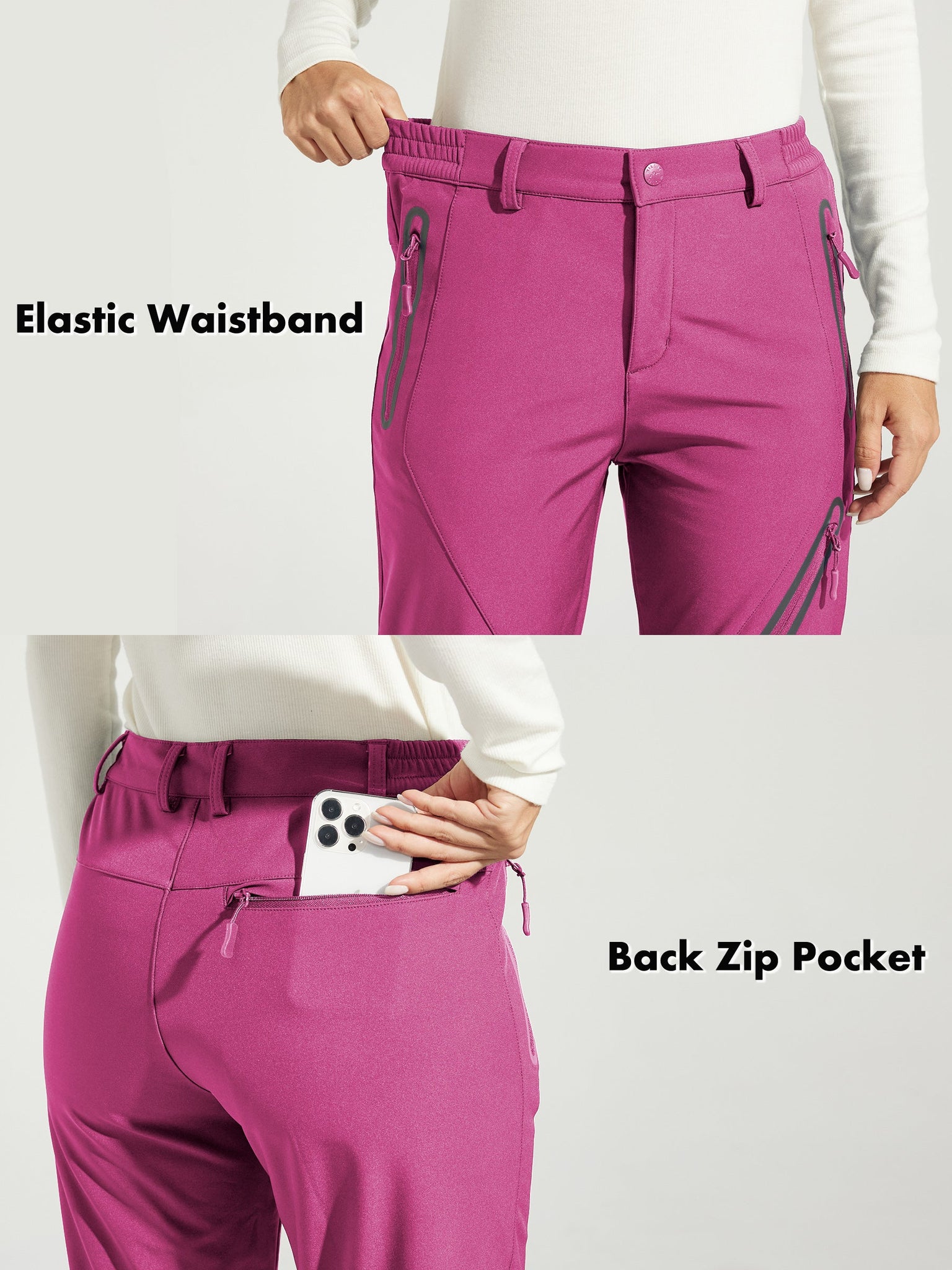 Women's Fleece Lined Snow Cargo Pants_Pink_detail