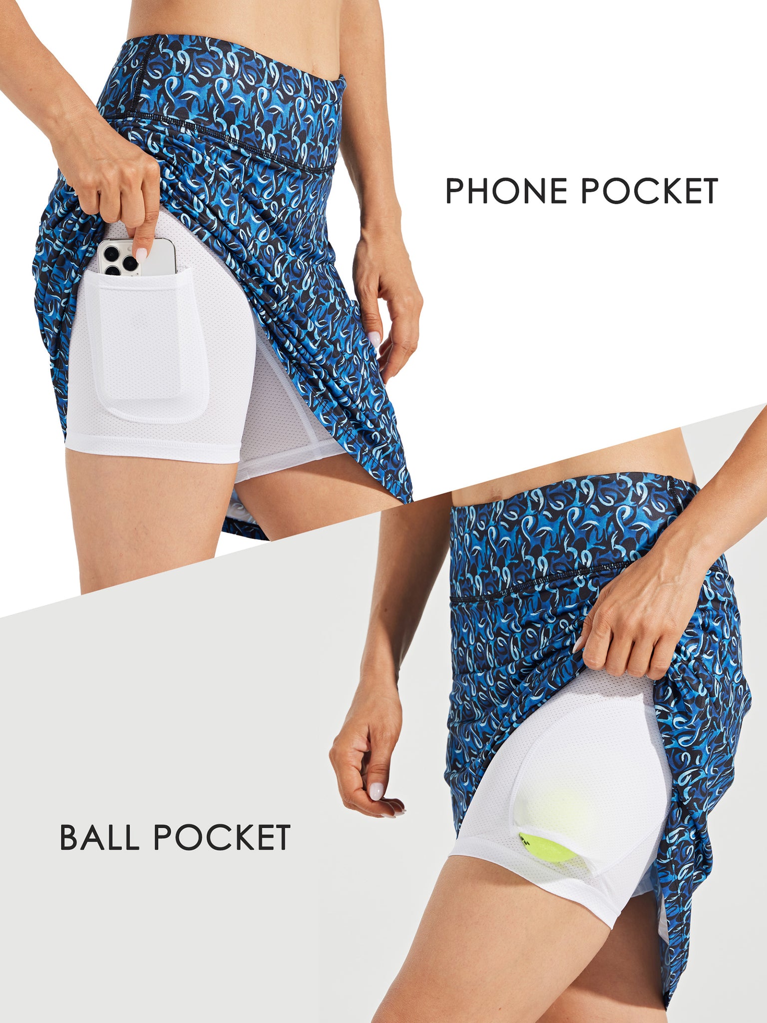 Women 20 Inches Skorts Skirts Golf Knee Length Tennis Skirts