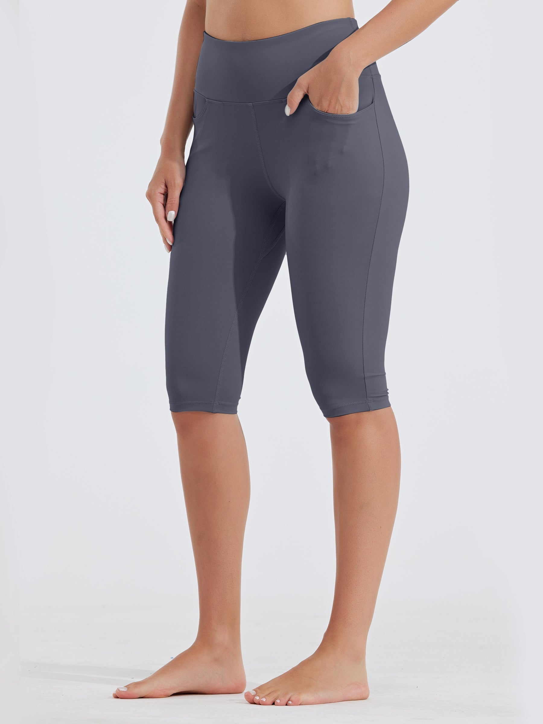 Willit Women's Knee Length Leggings Capris with Pockets